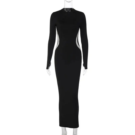 Hawthaw Women 2023 Autumn Winter Long Sleeve Party Club Streetwear Bodycon Black Long Dress Wholesale Items For Business - Lootquake