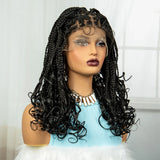 360° Full Lace Knotless Braids Wig with Wavy Ends | Baby Hair