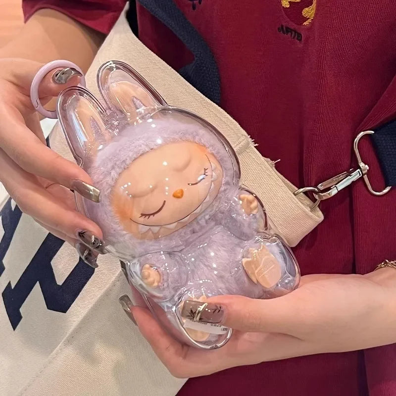 Étui de protection Labubu 17 cm Labubu V1V2V3, adapté au port de vêtements, étui de rangement en acrylique transparent, cadeaux DIY