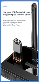 Receptor de audio Bluetooth 5.3 compatible con USB U-Disk Play, adaptador inalámbrico R/L, 2 RCA/3,5 mm AUX/fibra óptica para altavoz de kit de coche.