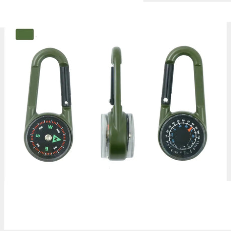 1 Pc Compass Thermometer Carabiner 3 in 1 Mini Compass Carabiner Clip Outdoor Hiking Survival Key Ring Double Sided Metal - Lootquake