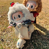 Minimoto eléctrica para muñecas Labubu, accesorios para muñecas Labubu, divertidos y adorables juguetes para muñecas, con luces y música, regalo de Navidad para niños.