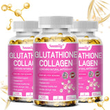 Cápsulas de colágeno con glutatión: aclaran la piel y previenen el envejecimiento. Favorecen la salud del cabello, la piel y las uñas. Sin OMG. Suplemento de glutatión.