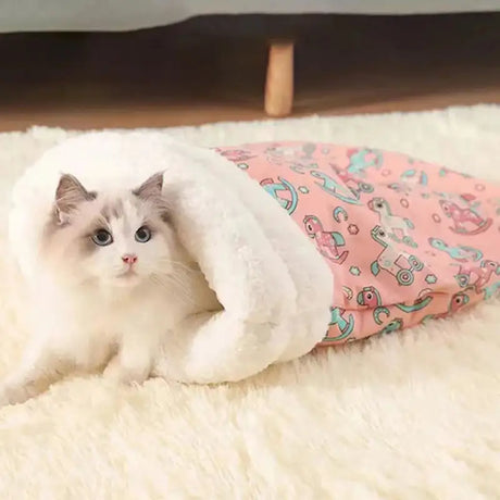 Warm Cat Sleeping Bag Soft Cat Bed Comfortable Tunnel Cat Nest Closed Pet House for Cats Lovely Cat Nest 2.5-7kg Cat Accessories - Lootquake