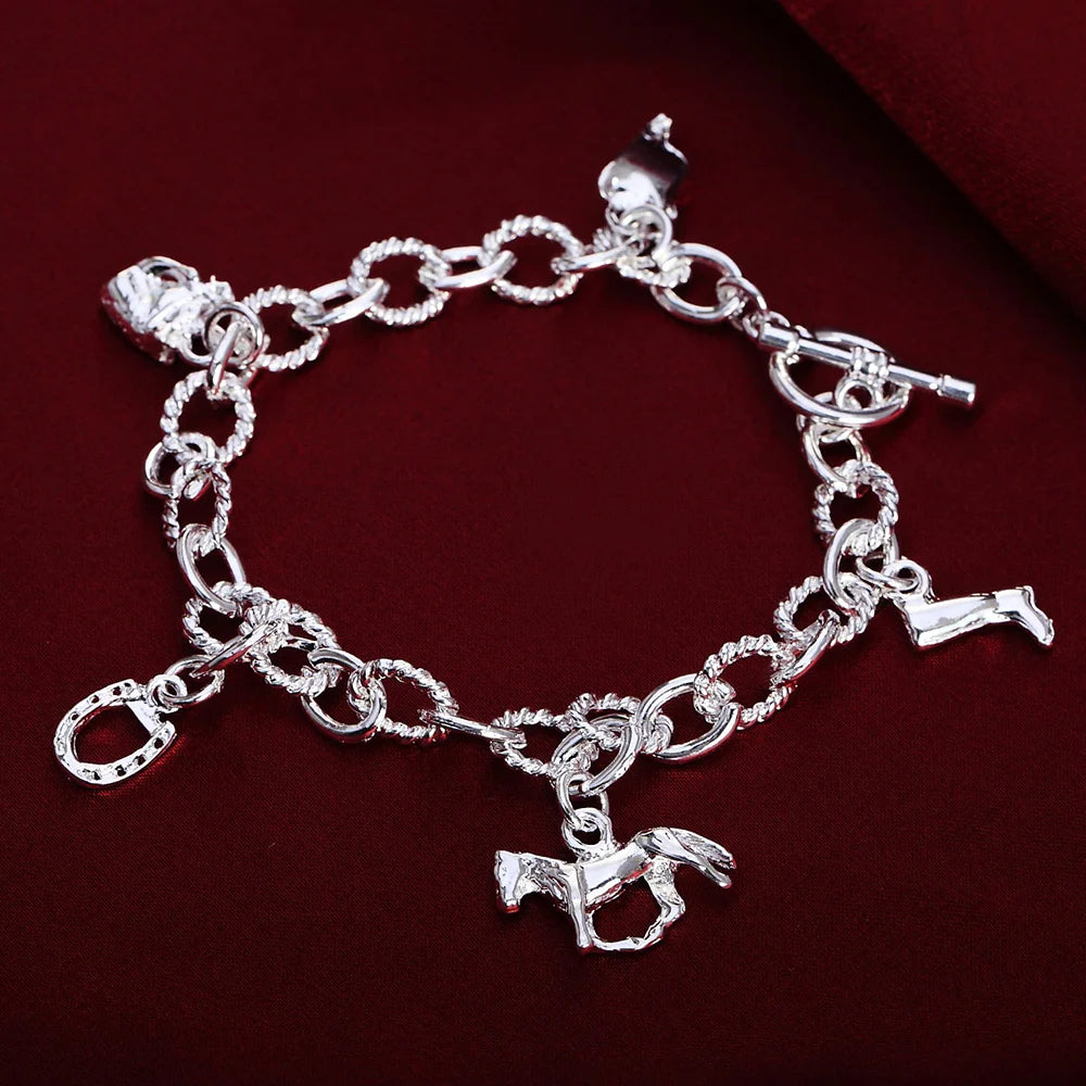 Fashion charm 925 Sterling Silver Bracelet for man woman Twisted rope chain fine jewelry Wedding party Christmas gift - Lootquake