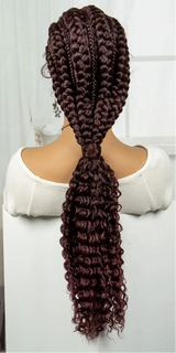 28" Knotless Cornrow Braids Wig with Curly Ends | Transparent Lace Front | Baby Hair