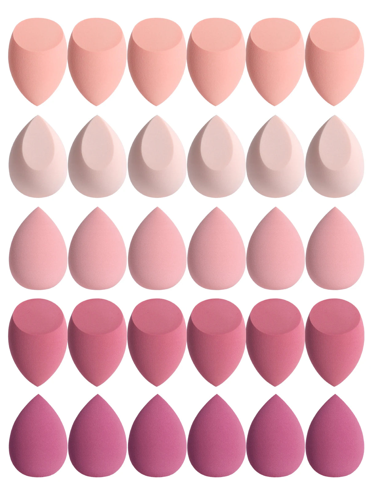 30 Beauty Eggs (Esponjas de Maquillaje) Esponja de Belleza Mixta para Base de Maquillaje, Líquida, en Crema y en Polvo Sin Impurezas, Multicolor C