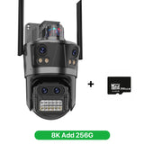 Cámara IP WIFI 8K con zoom 8X, cuatro lentes y cuatro pantallas, detección humana, 4K, 8MP, IP HD, doble pantalla, seguridad, impermeable, iCsee