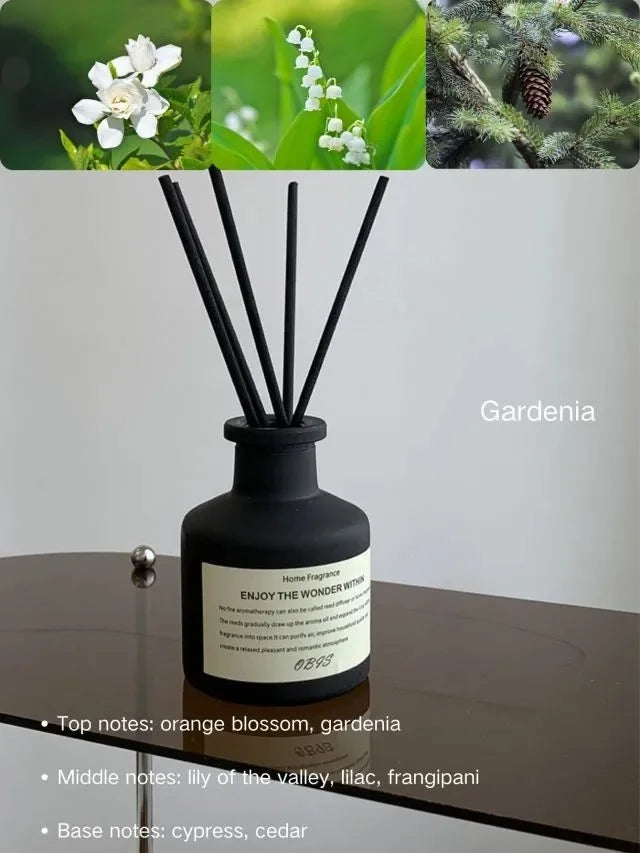 50ml Aromatherapy Essential Oil Flameless Freesia Jasmine Fragrance Oil with Reed Diffuser Stick Home Room Air Freshener Decor