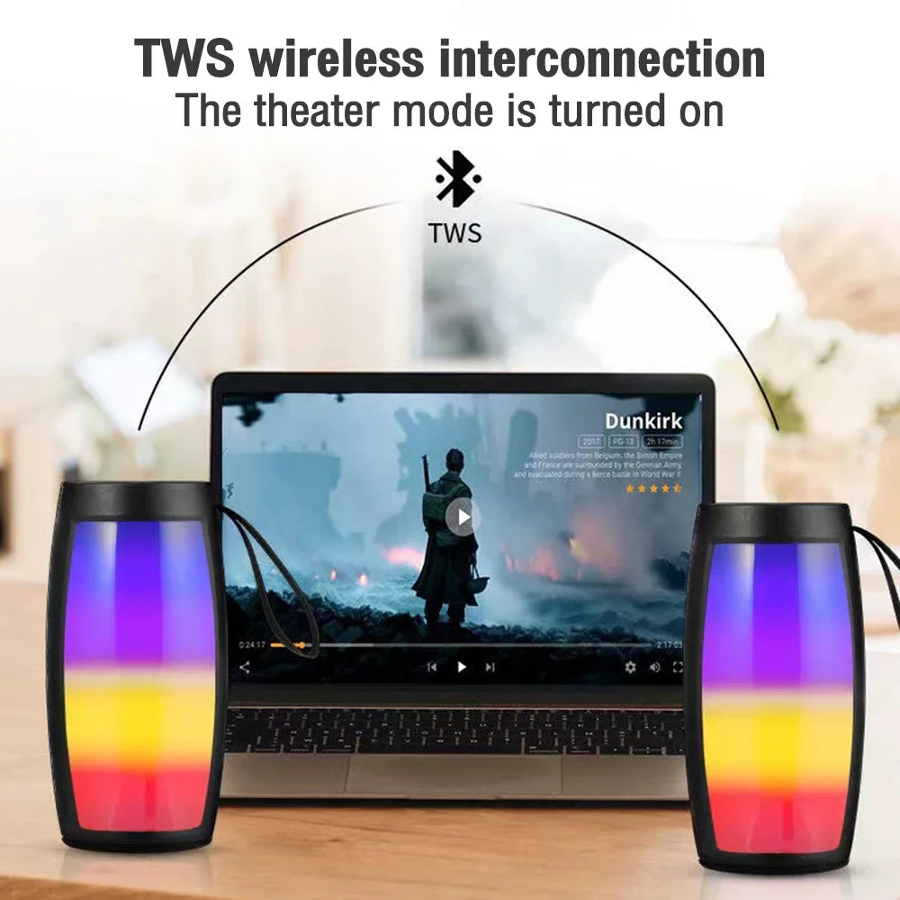 Altavoces inalámbricos Bluetooth S12, potente caja de sonido portátil, subwoofer, audio para coche, reproductor de MP3 de graves, sistema de sonido con luces LED