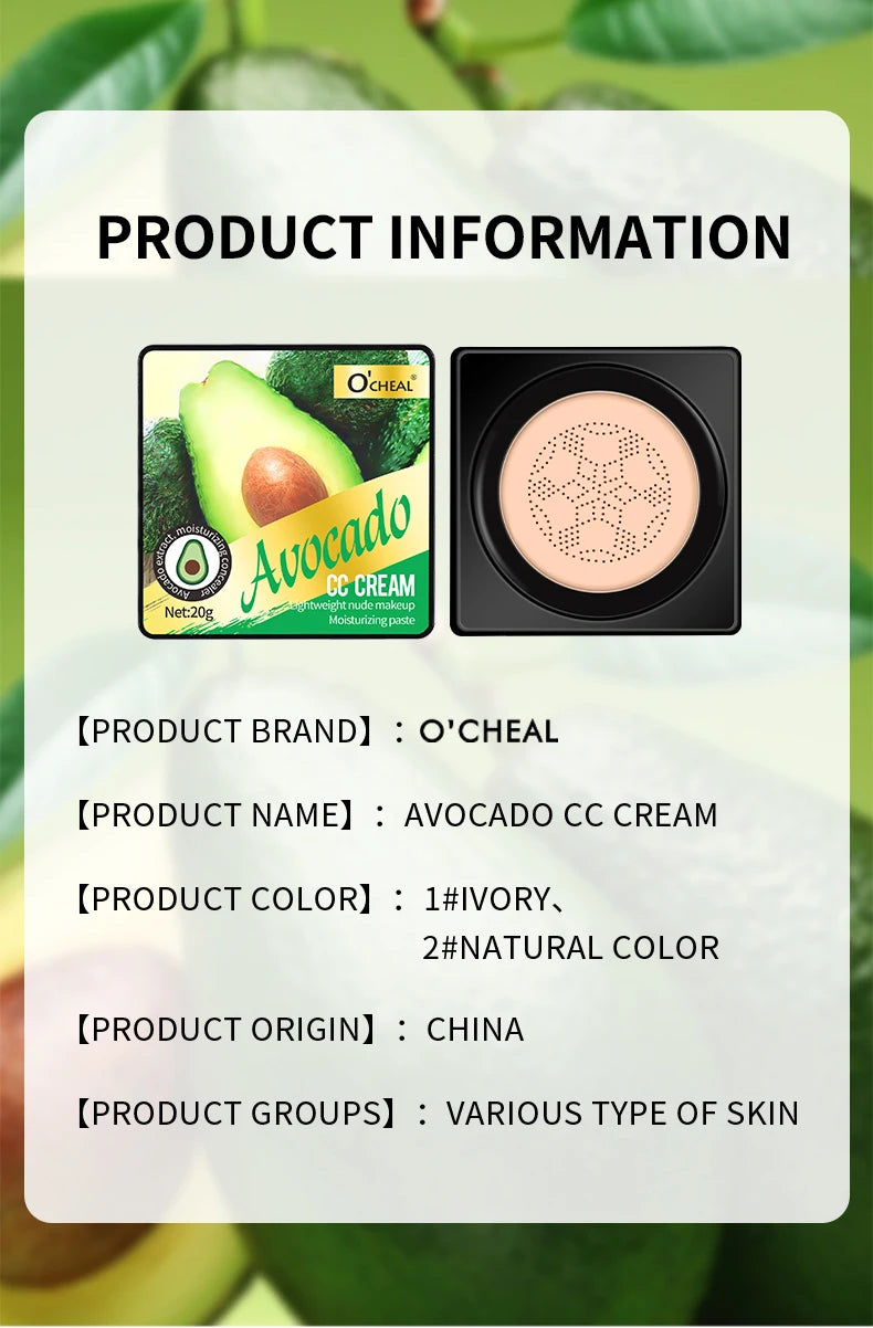 Base de maquillaje ligera con colchón de aire, crema CC, corrector hidratante natural, tono de piel uniforme, maquillaje de contorno de larga duración, cosméticos
