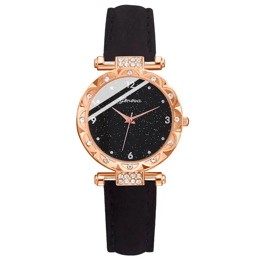 Womens Watches 5Pcs Set Luxury Rhinestone Women Fashion Elegant Wristwatch Quartz Watch For Girl WristWatch Bracelet Gift - Lootquake