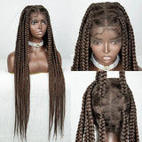 36" Orange Knotless Box Braids Wig | Transparent Full Lace | Baby Hair