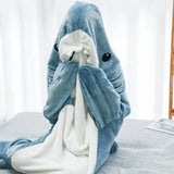 Shark Blanket Adult Cartoon Sleeping Bag Shark Onesie Sleeping Bag Pajama Hooded Warm Flannel Funny Homewear Winter Warm Blanket