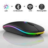 Souris de jeu sans fil, rétroéclairée, compatible USB, rechargeable, RVB, silencieuse, ergonomique, pour ordinateur portable et PC