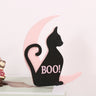 Halloween decorations, ghost, black cat, witch themed ornaments, atmosphere, background, desktop scene arrangement