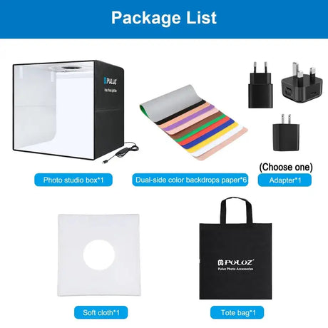 PULUZ 50cm Folding Portable Photo Studio Tent Box 3 Color Ring Light LED Photography Studio Box with 12 Color Background Board - Lootquake