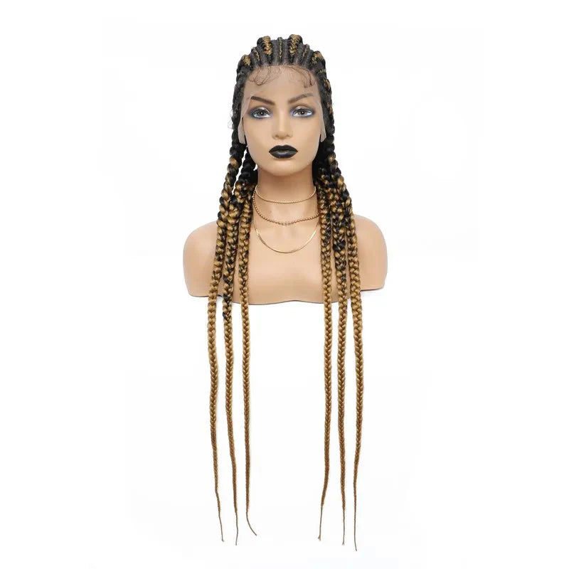 36" Jumbo Dutch Twins Cornrows Wig | Full Lace Front | Synthetic Braids | Black Women