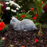 Estatua de gato de resina con adorno de gato, figuras de animales únicas y realistas, escultura de gato de dibujos animados para patio.