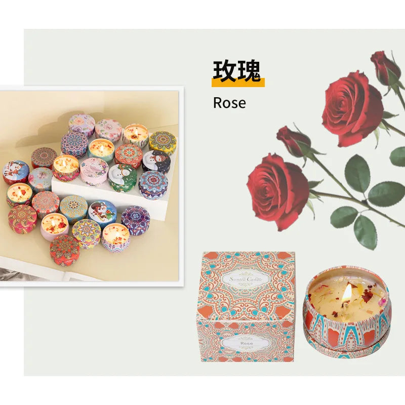 Bougie parfumée aux fleurs séchées, souvenir de mariage, parfum de fleur éternelle, bougie parfumée à l'huile essentielle de plante longue durée