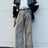 Women's American Vintage Leopard Print Washed Thin Jeans Street Casual Neutral Style DenimTrousers High Waist Straight Pants - Lootquake