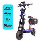 Trottinette électrique pliable X13 pouces 10 000 W, double moteur, batterie 72 V, 40 Ah, 60 V, 50 Ah, vitesse maximale 120 km/h, autonomie 120 km, écran LCD