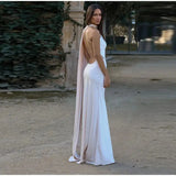 Elegant Satin Halter Slim Long Dress With Scarf Women New Sexy Backless Sleeveless Maxi Dresses Summer Lady Party Chic Vestidos - Lootquake