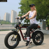 Bicicleta eléctrica retro de 1500 W, 48 V, 36 Ah, 20 x 4 pulgadas, neumáticos anchos, para montaña y nieve, AKEZ, motocicleta para adultos.