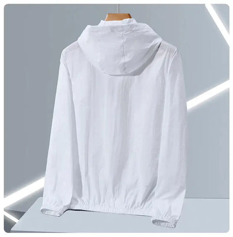 2023 Summer Men's Windbreaker Big Size Sun Protection Clothing Korean Style Ultra-thin Streetwear Zipper Hooded Jackets Man - Lootquake