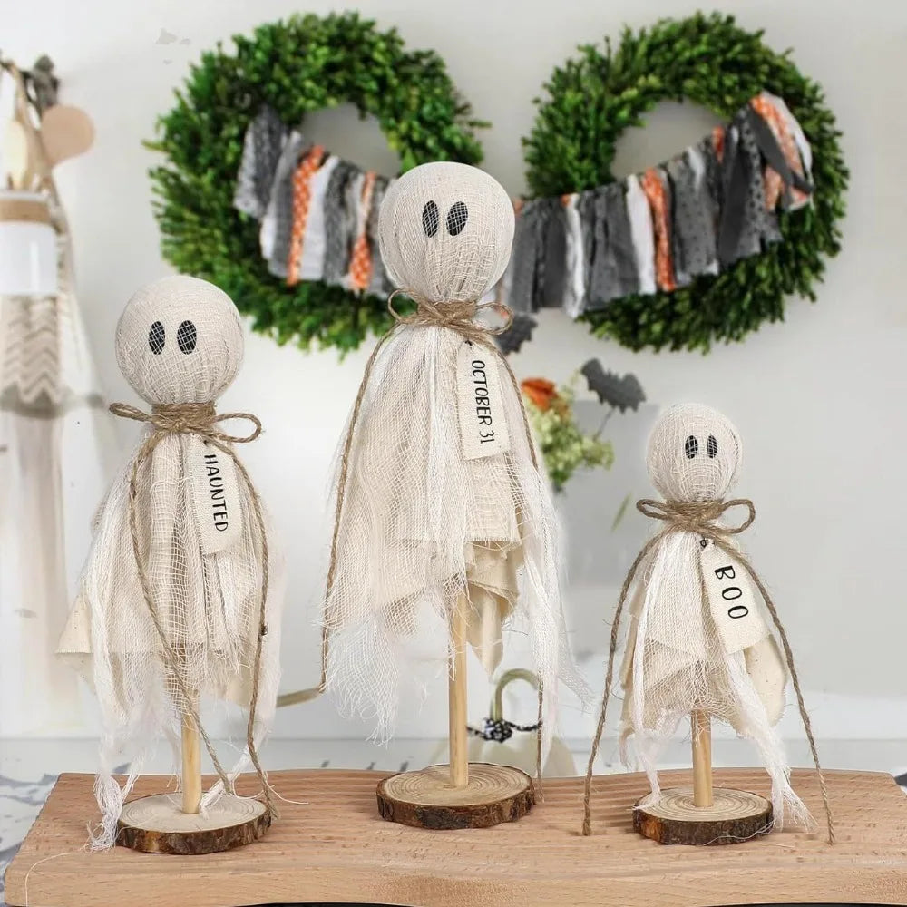Wooden Crafts Ghost Wooden Stand Spooky Design Unique Ornaments Spooky Wooden Decor Halloween Handmade Decor