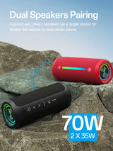 Altavoz Bluetooth portátil impermeable Ohayo de 35 W con potente sonido de 360 grados y graves potentes, TWS, IPX7 resistente al agua.