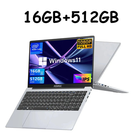 ACEMAGIC 15.6" Ultra Slim Laptop 16GB RAM 512GB SSD Intel N97 Notebook Gamer 1920*1080 Display Office Study Computer Windows 11 - Lootquake