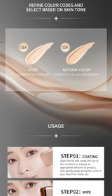 Base de maquillaje hidratante transparente y humectante con perspectiva natural, hidratante, brillante, fina y ligera. Base de maquillaje de doble cabezal rotada, más cómoda, función impermeable, fácil de maquillar, fácil de usar.