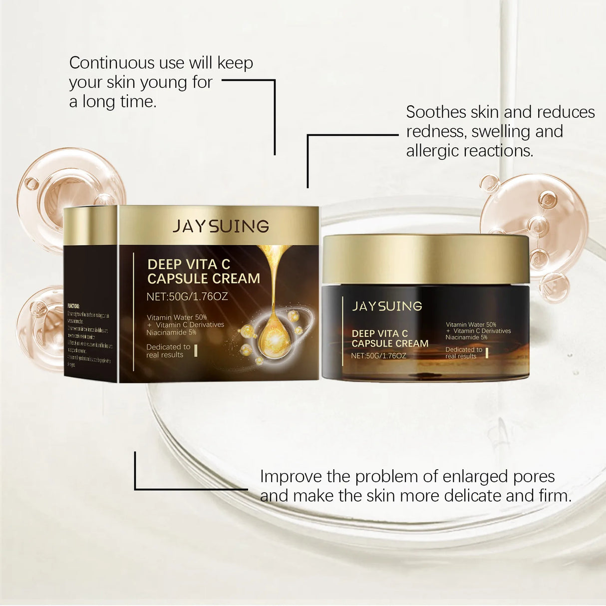 Crema facial con vitamina C, iluminadora, aclarante, mejora la opacidad, antiarrugas, reafirmante, hidratante, con nicotinamida para el cuidado de la piel.