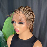 28" Double Dutch Cornrow Braids Wig | Lace Front | Twist Accents | Baby Hair | Kanekalon