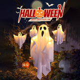 Adornos colgantes de fantasmas de Halloween, luces blancas voladoras, árbol, ventana, pared, adorno aterrador, 50 x 40 cm