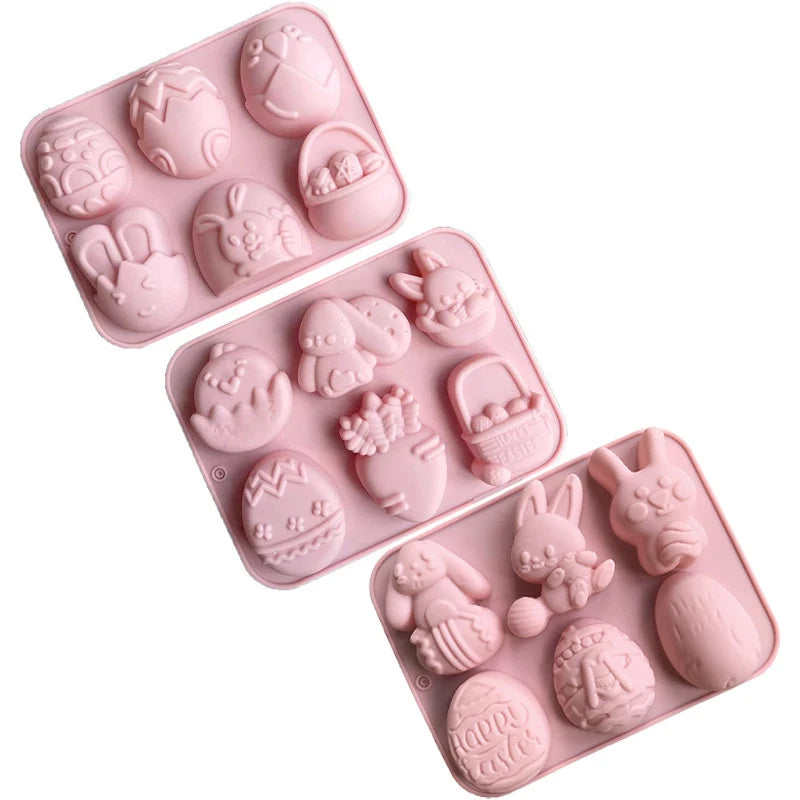 1pc 2024 Easter Bunny Silicone Mold 3D Egg Chocolate Mould Jelly Pudding Cute Rabbit Shape Easter Party Cake Decorating Tool - Lootquake