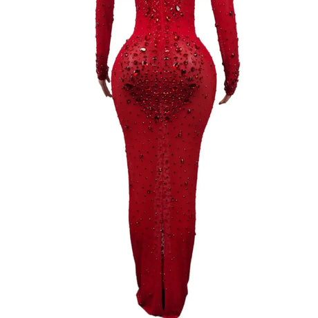Sexy Party Banquet Evening Dresses Women Sparkly Rhinestone Long Dress Nightclub Singer Stage Costume Festival Clothing Cuixing - Lootquake