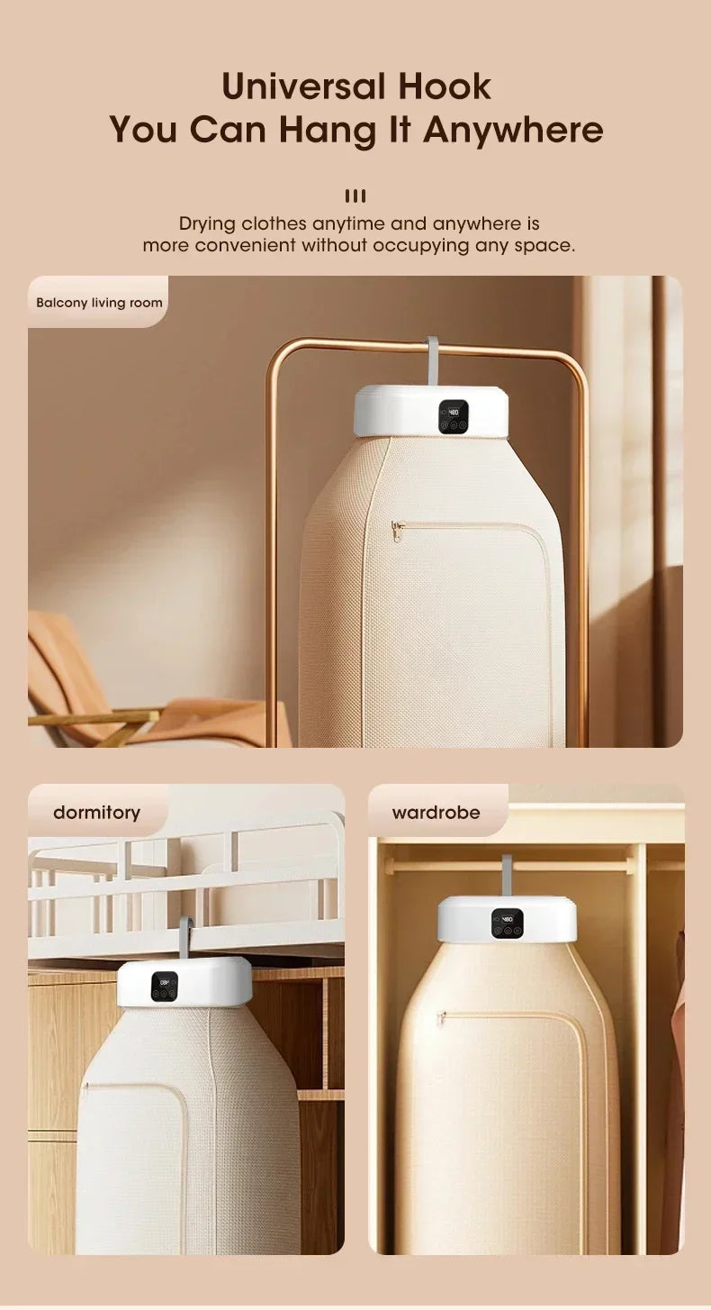 Secadora eléctrica portátil plegable, multifuncional, inteligente, con temporizador, de secado rápido y de bajo consumo.