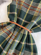 Autumn Winter Plaid Woolen Dress Women Vintage V Neck Sleeveless Long Dress With Belt Streetwear Sundress - Lootquake