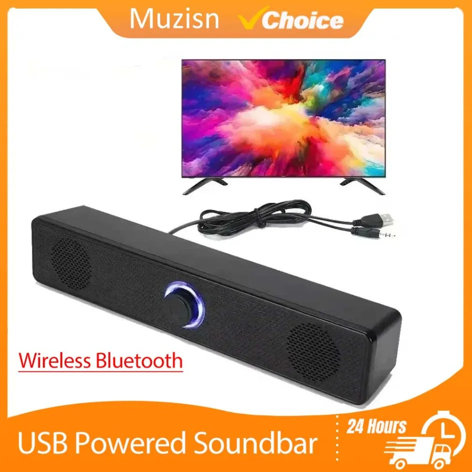 Barre de son sans fil Bluetooth et PC, haut-parleur filaire, alimenté par USB, pour téléviseur, ordinateur portable, jeux, cinéma maison, système audio surround