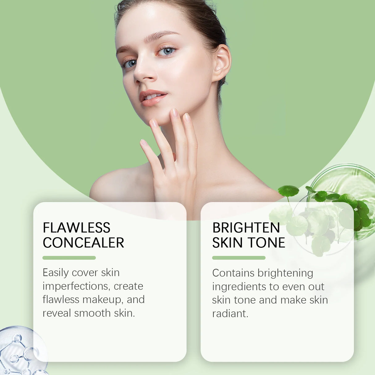Crema CC Centella Asiática EelHope: Base hidratante y correctora para maquillaje nude, ilumina el cutis e hidrata.