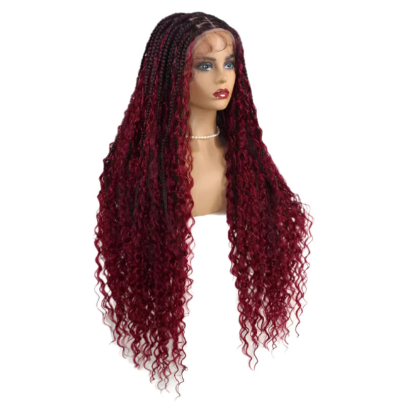 36" Ombre Goddess Locs Braids Wig | 360 Lace Front | Baby Hair | Bohemian Style