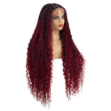 36" Ombre Goddess Locs Braids Wig | 360 Lace Front | Baby Hair | Bohemian Style