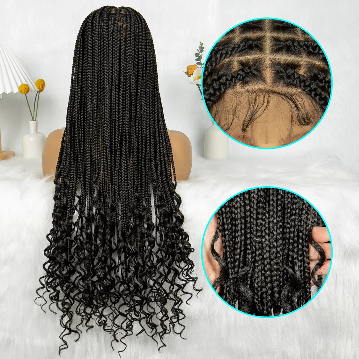 Black Cornrow Braided Wig | Full Lace Front | Twisted Braids | Crochet Hair