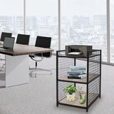 3-Tier Printer Stand Solid Wood & Iron, 44lbs Capacity, Space-Saving Design, Ideal for Office & Home Storage, Durable & Stylish