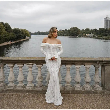 Lace Hollow Out One-shoulder Slim Long Dress For Women Solid Lace Up Waistless Dresses 2024 Chic Sexy Female Party Date Robes - Lootquake