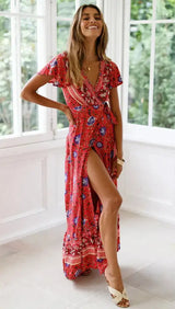 Vestido largo sexy con estampado de vacaciones de verano 2024 para mujer