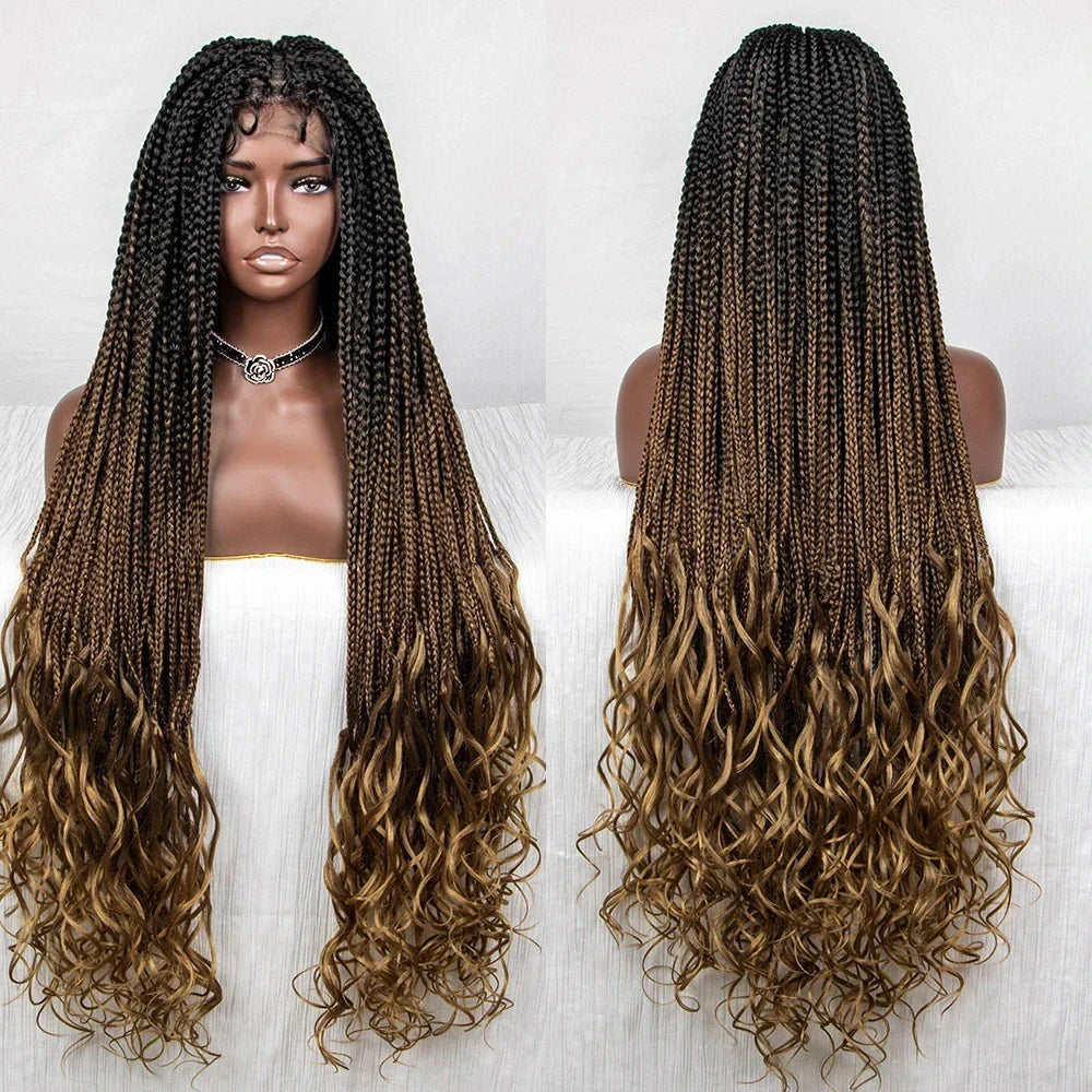 36" 613 Blonde Braided Wig | Lace Front | Baby Hair | Colored Braids