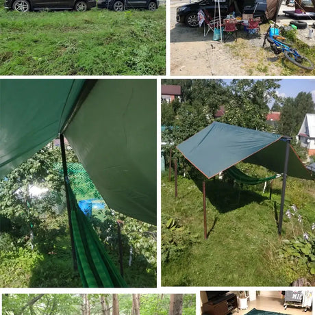 4x3m 3x3m Awning Waterproof Tarp Tent Shade Ultralight Garden Canopy Sunshade Outdoor Camping Hammock Rain Fly Beach Sun Shelter - Lootquake